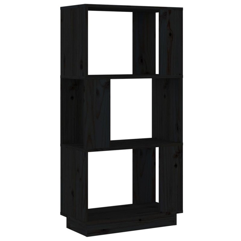 vidaXL Knižnica/deliaca stena čierna 51x25x101 cm masívna borovica