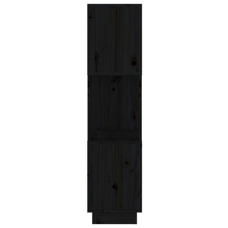 vidaXL Knižnica/deliaca stena čierna 51x25x101 cm masívna borovica