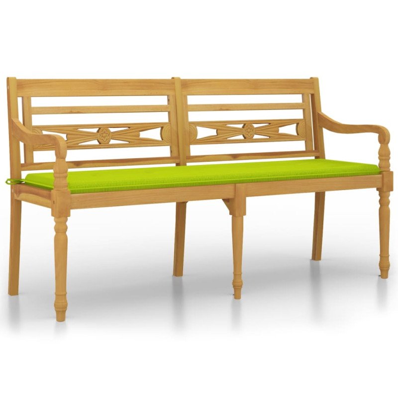 vidaXL Lavička Batavia so bledozeleným vankúšom 150 cm tíkový masív