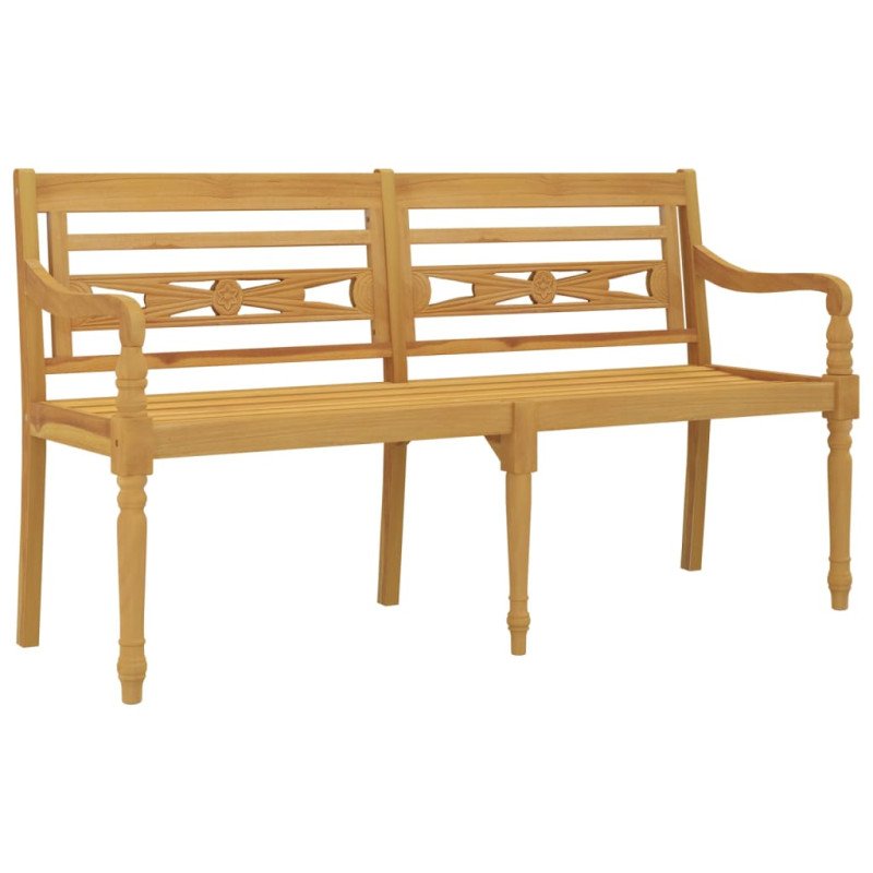 vidaXL Lavička Batavia so bledozeleným vankúšom 150 cm tíkový masív