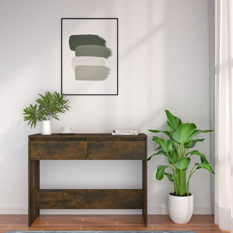 vidaXL Konzolový stolík tmavý dub 100x35x76,5 cm drevotrieska