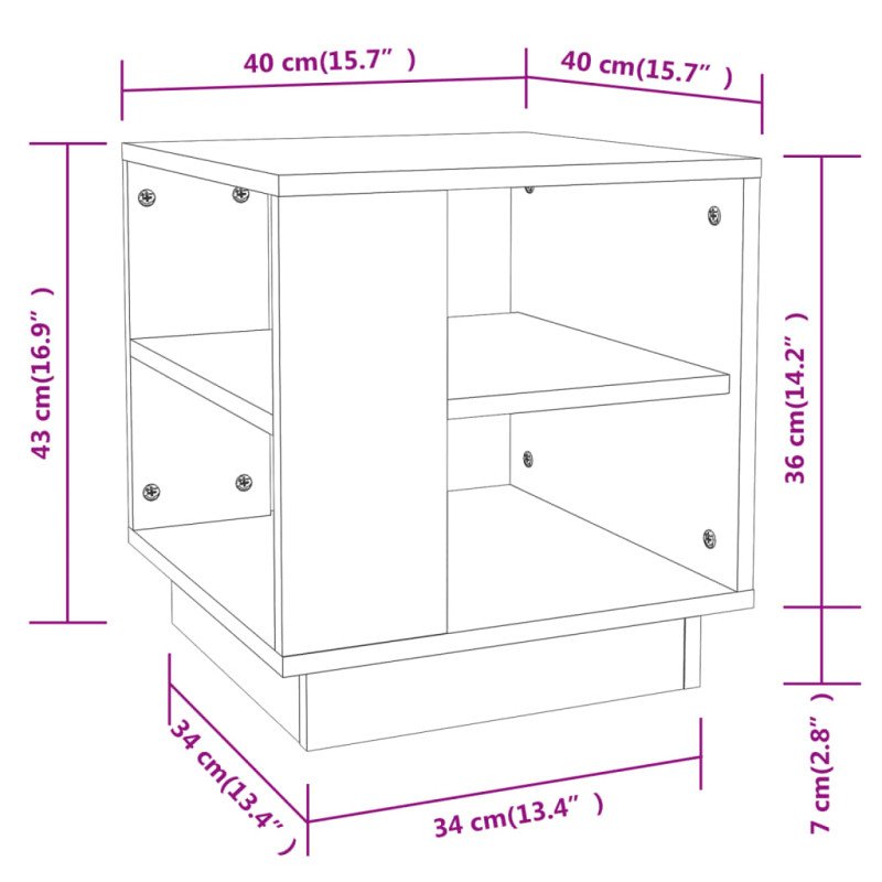 vidaXL Konferenčný stolík dymový dub 40x40x43 cm spracované drevo