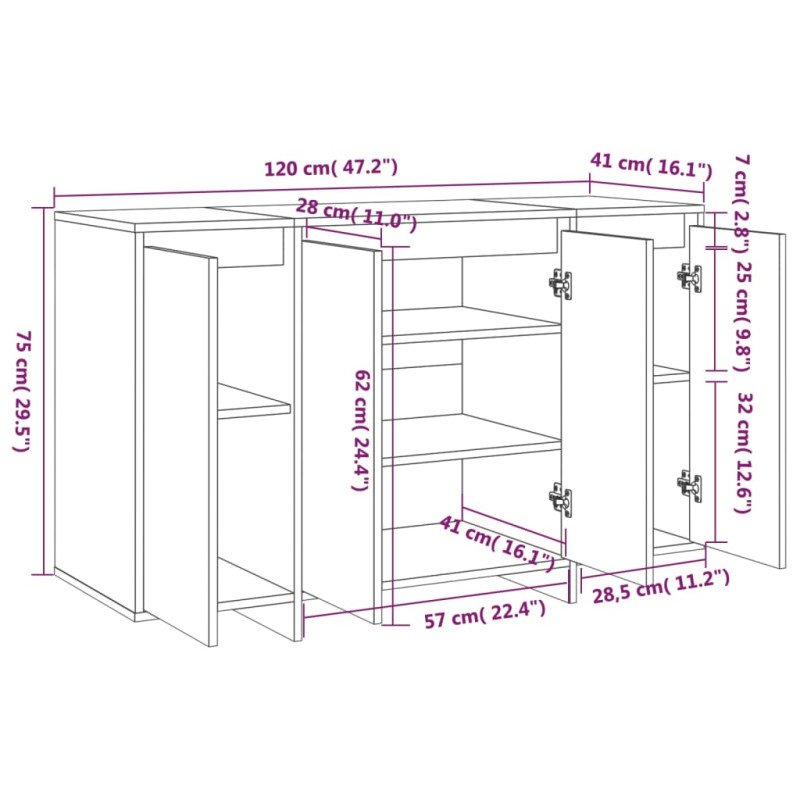 vidaXL Komoda hnedý dub 120x41x75 cm drevotrieska