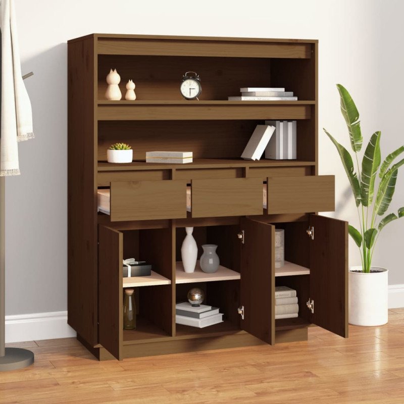 vidaXL Vysoká skrinka medovohnedá 89x40x116,5 cm masívna borovica