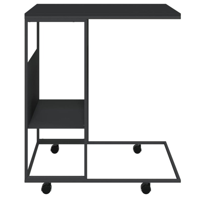 vidaXL Príručný stolík s kolieskami čierny 55x36x63,5cm spracov. drevo