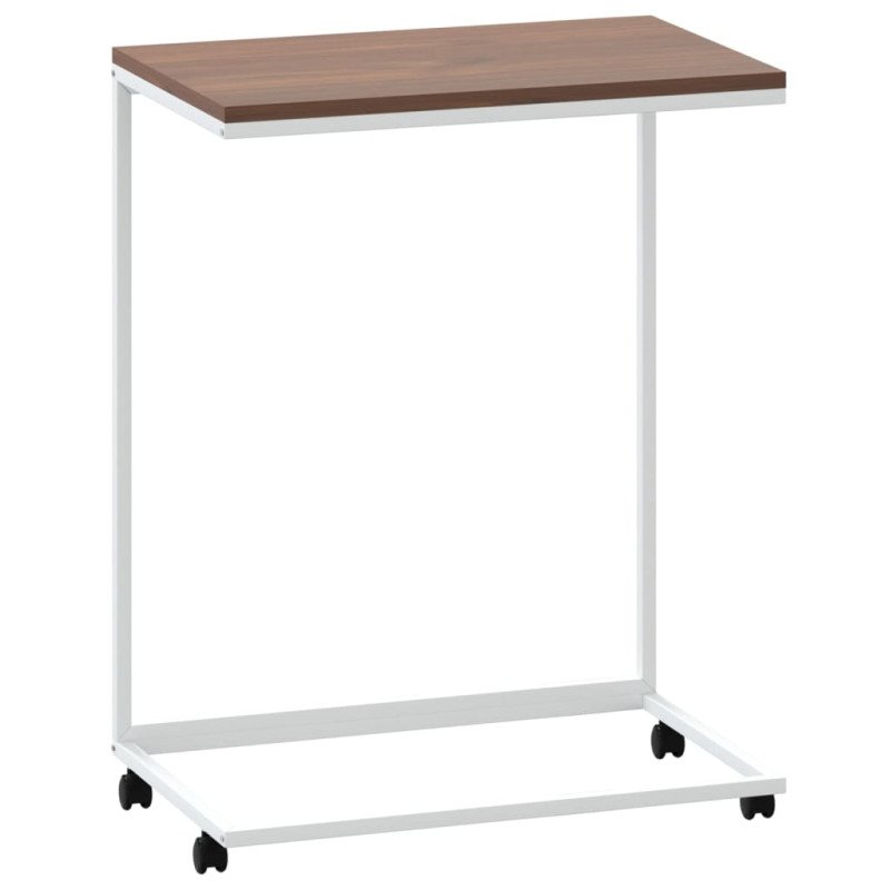 vidaXL Príručný stolík a kolieska biely 55x35x70 cm spracované drevo