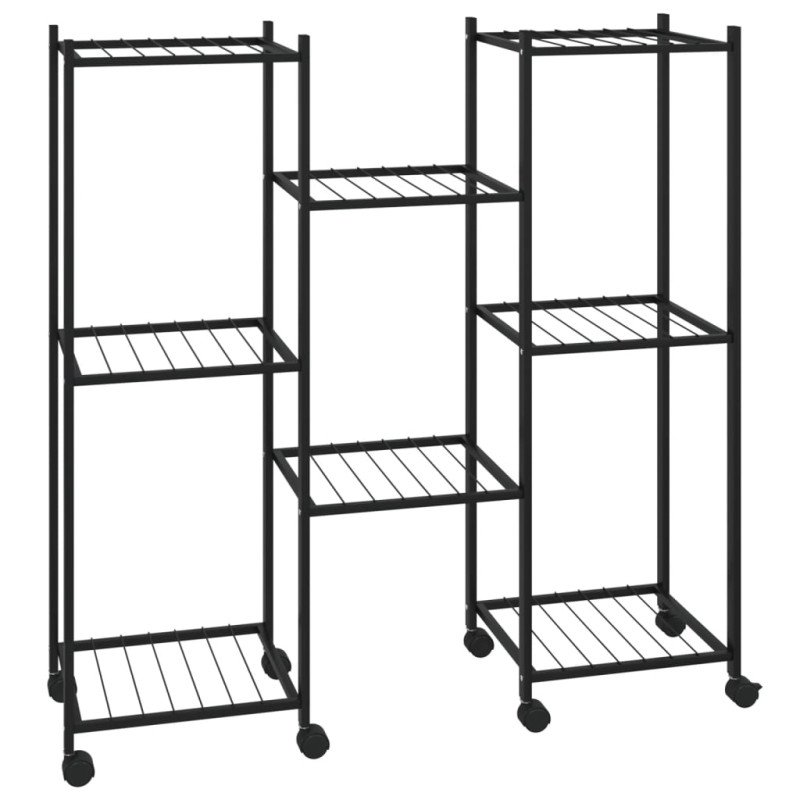 vidaXL Stojan na kvety s kolieskami 83x25x83,5 cm čierny železný