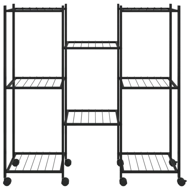 vidaXL Stojan na kvety s kolieskami 83x25x83,5 cm čierny železný