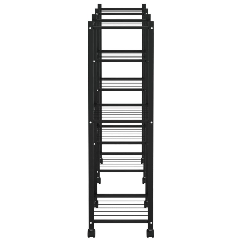 vidaXL Stojan na kvety s kolieskami 83x25x83,5 cm čierny železný