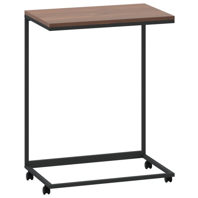 vidaXL Príručný stolík a kolieska čierny 55x35x70 cm spracované drevo