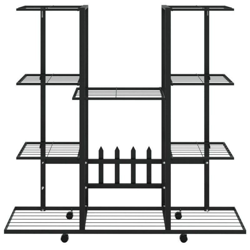 vidaXL Stojan na kvety s kolieskami 94,5x24,5x91,5 cm čierny železný