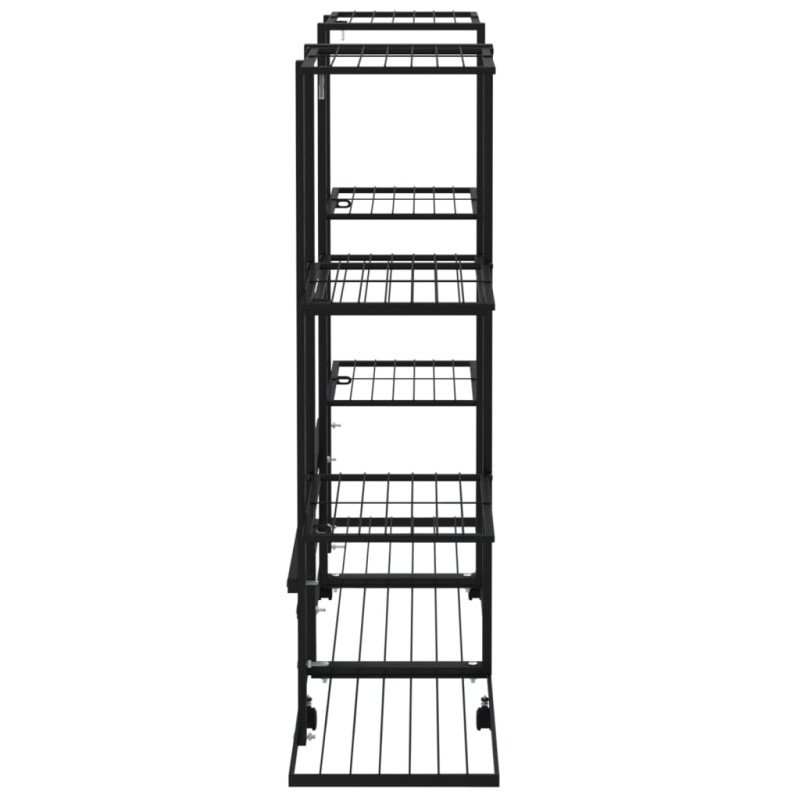 vidaXL Stojan na kvety s kolieskami 94,5x24,5x91,5 cm čierny železný