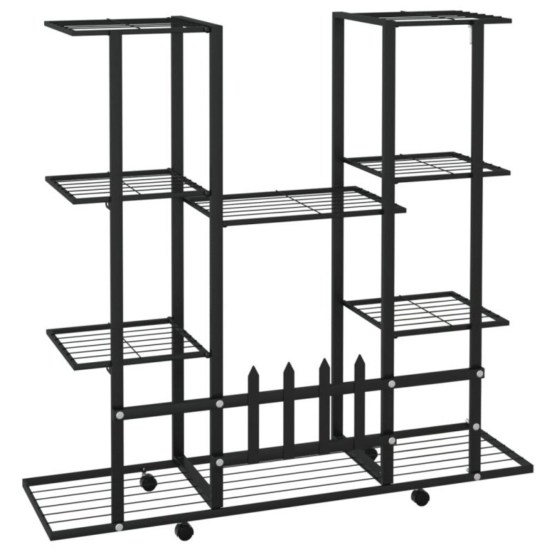 vidaXL Stojan na kvety s kolieskami 94,5x24,5x91,5 cm čierny železný