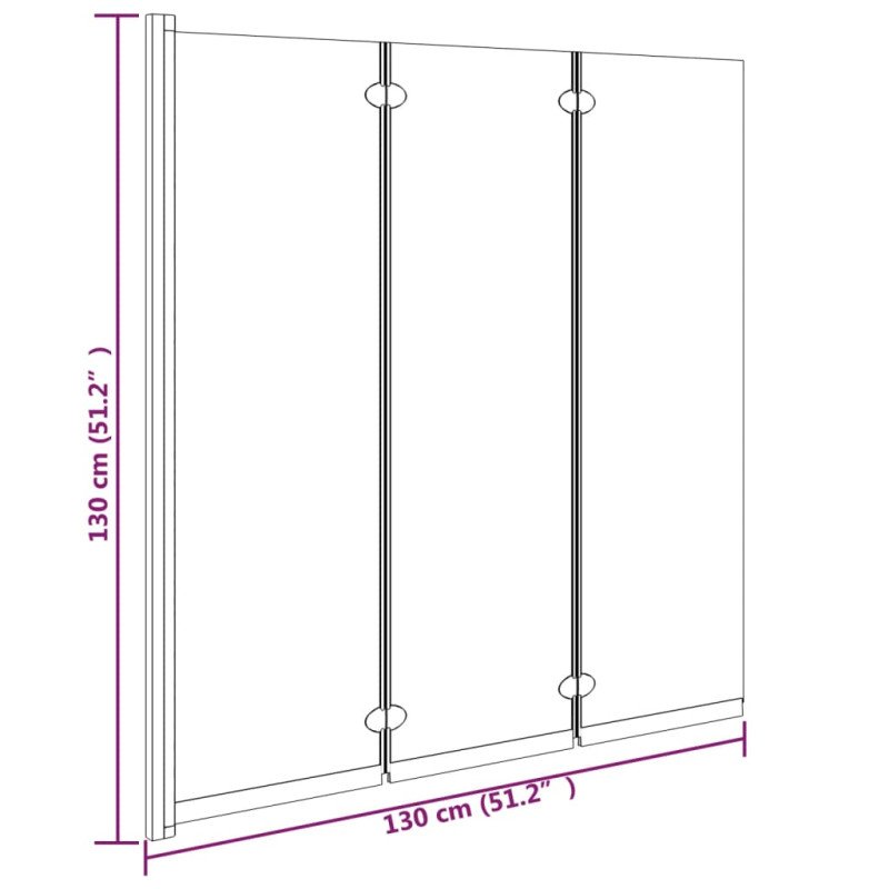 vidaXL Skladací sprchový kút 3 panely 130x130 cm ESG čierny