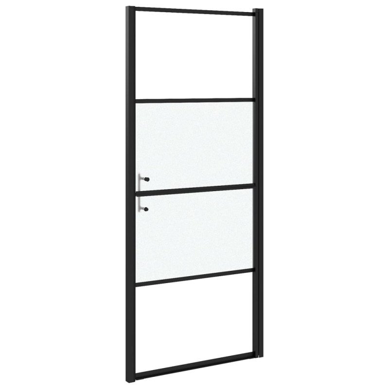 vidaXL Sprchové dvere polopriehľadné tvrdené sklo čierne 91x195 cm