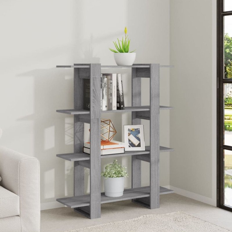 vidaXL Knižnica/deliaca stena sivý dub sonoma 100x30x123,5 cm