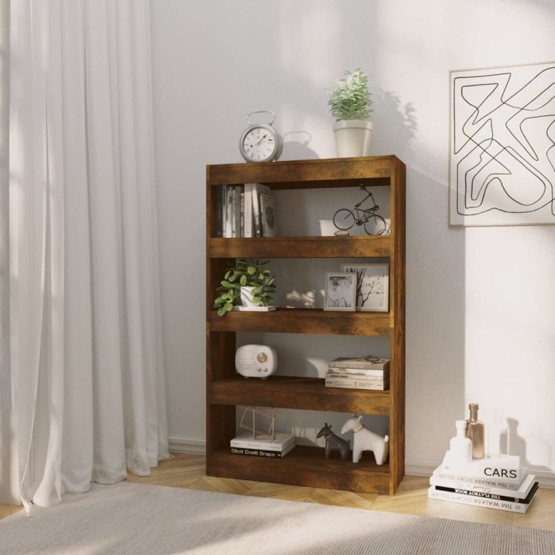 vidaXL Knižnica/deliaca stena tmavý dub 80x30x135 cm drevotrieska