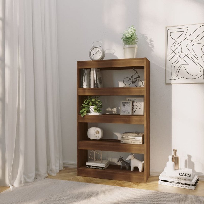 vidaXL Knižnica/deliaca stena hnedý dub 80x30x135 cm drevotrieska