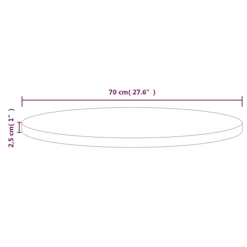 vidaXL Stolová doska biela Ø70x2,5 cm masívna borovica
