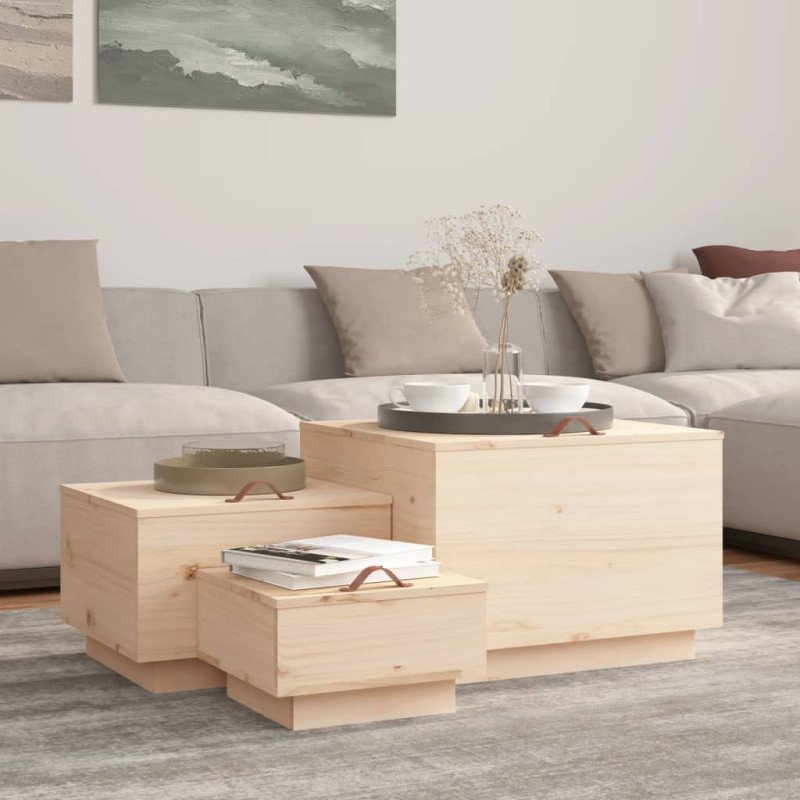 vidaXL Úložné boxy s vekom 3 ks masívna borovica