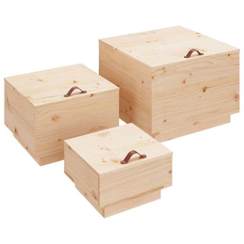 vidaXL Úložné boxy s vekom 3 ks masívna borovica