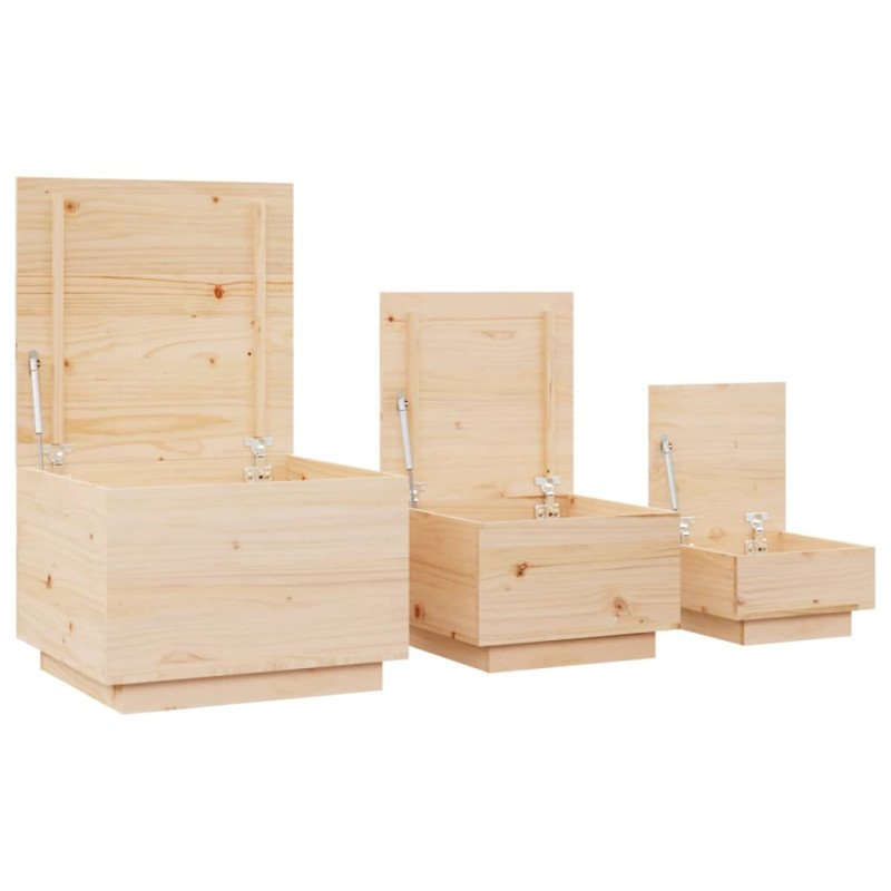 vidaXL Úložné boxy s vekom 3 ks masívna borovica