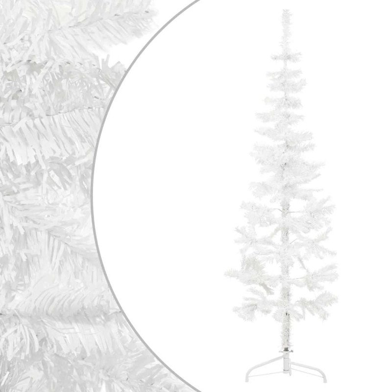 vidaXL Umelý vianočný polovičný stromček s podstavcom biely 150 cm