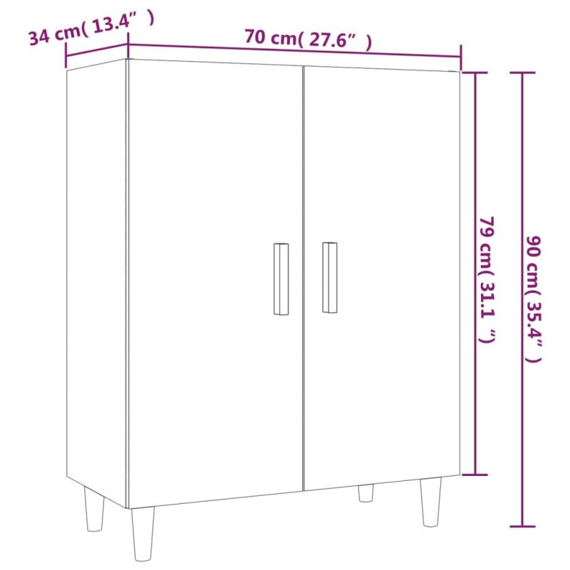 vidaXL Komoda hnedý dub 70x34x90 cm spracované drevo