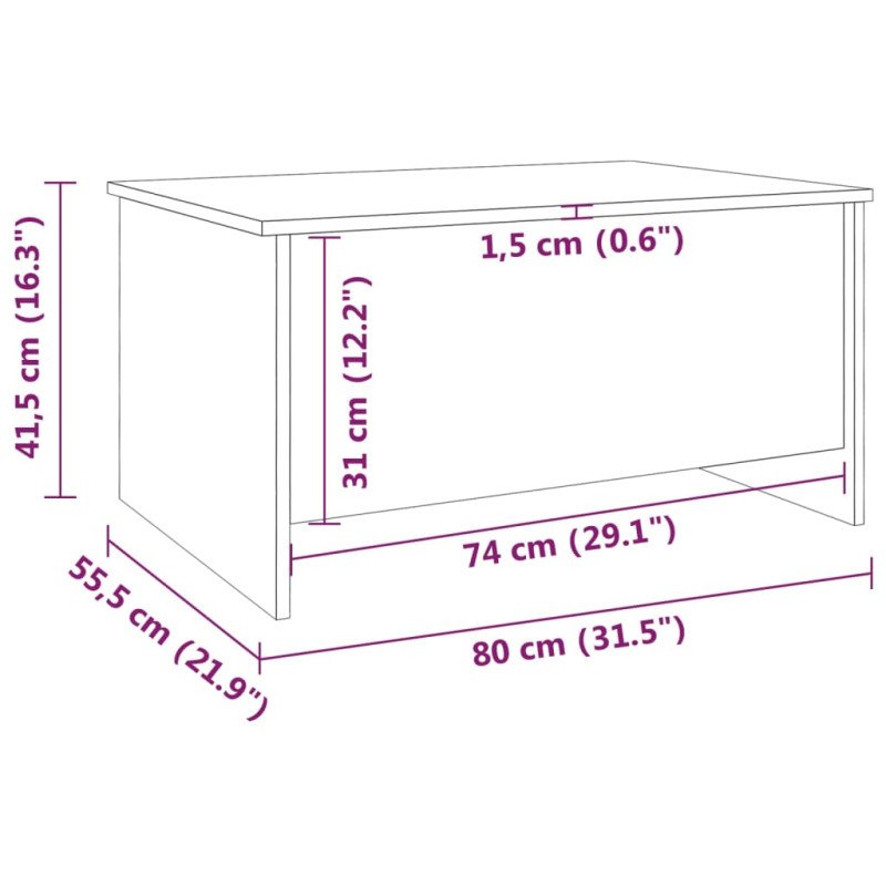 vidaXL Konferenčný stolík dymový dub 80x55,5x41,5 cm spracované drevo