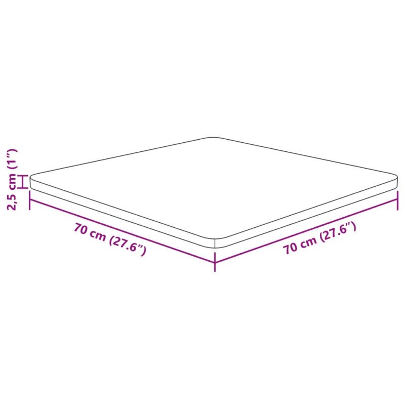 vidaXL Štvorcová stolová doska tmavohnedá 70x70x2,5 cm lakovaný dub