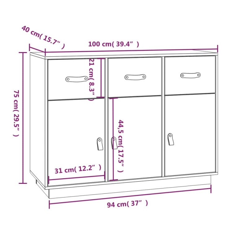 vidaXL Komoda medovo-hnedá 100x40x75 cm masívne borovicové drevo