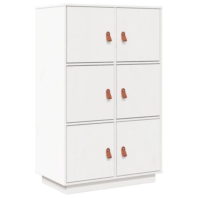 vidaXL Vysoká skrinka biela 67x40x108,5 cm masívna borovica