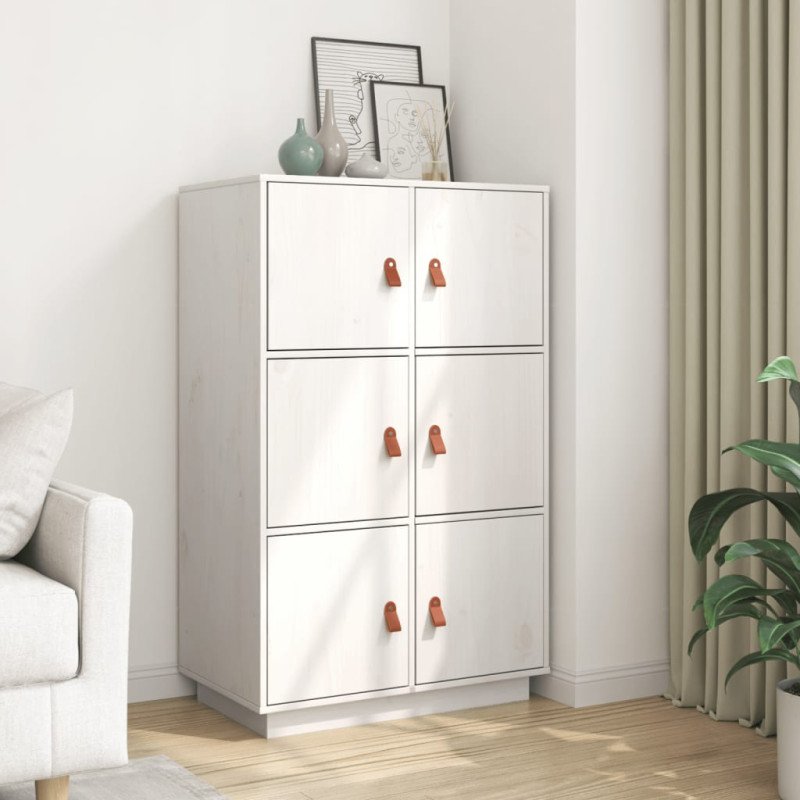 vidaXL Vysoká skrinka biela 67x40x108,5 cm masívna borovica