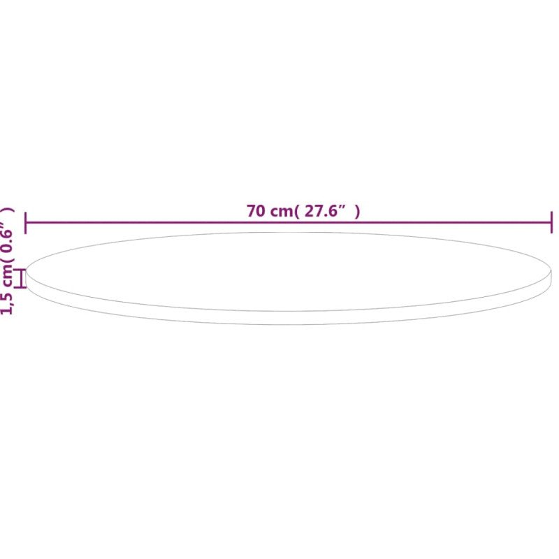 vidaXL Okrúhla stolová doska Ø70x1,5 cm neošetrený dubový masív