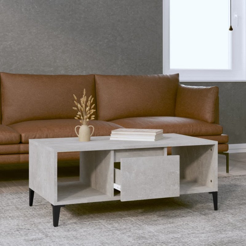 vidaXL Konferenčný stolík betónový sivý 90x50x36,5 cm spracované drevo