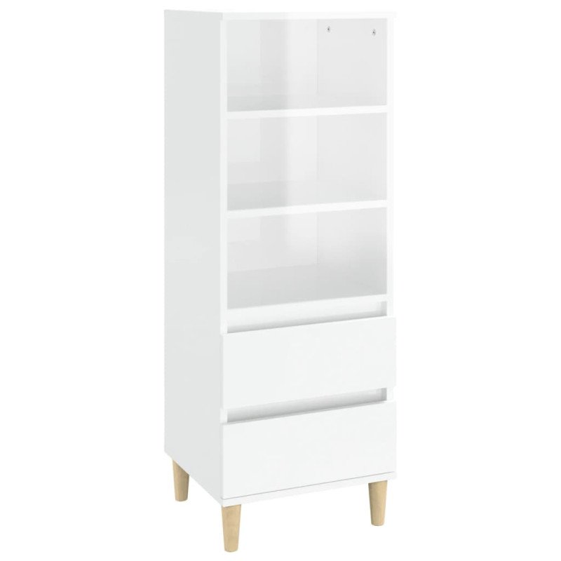 vidaXL Vysoká skrinka lesklá biela 40x36x110 cm spracované drevo
