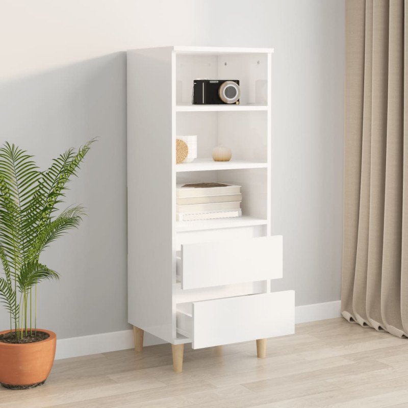 vidaXL Vysoká skrinka lesklá biela 40x36x110 cm spracované drevo