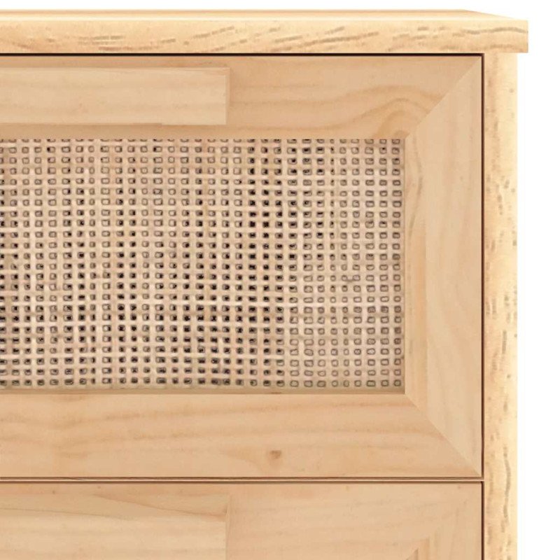 vidaXL Komoda hnedá 40x30x90 cm masívna borovica a prírodný ratan