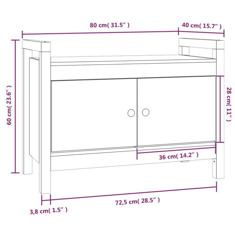 vidaXL Lavica do predsiene sivá 80x40x60 cm masívna borovica