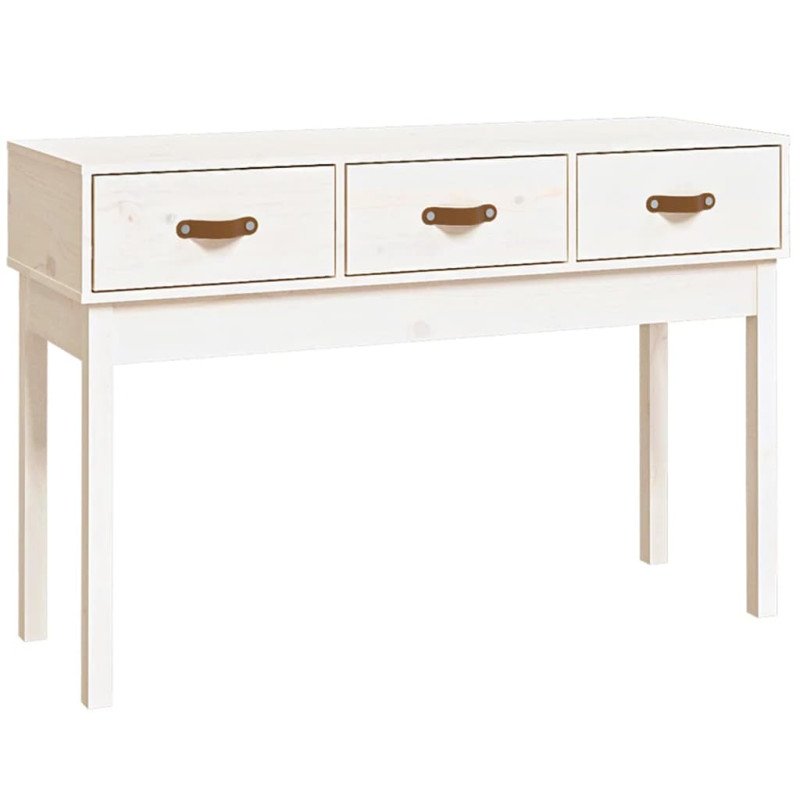 vidaXL Konzolový stolík biely 114x40x75 cm masívne borovicové drevo