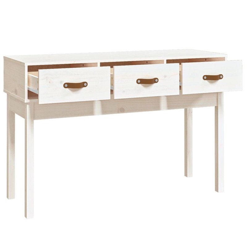 vidaXL Konzolový stolík biely 114x40x75 cm masívne borovicové drevo