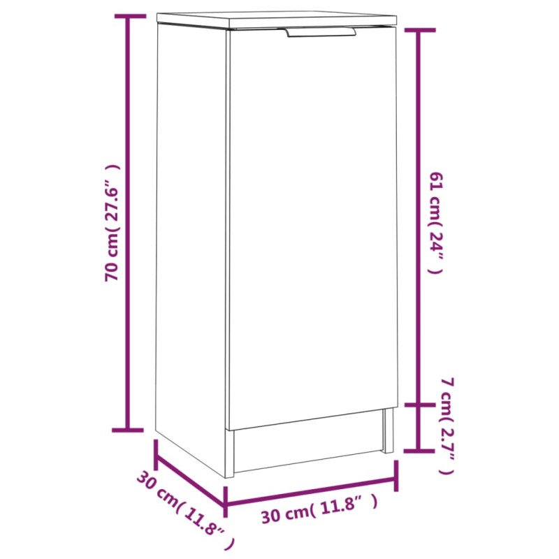 vidaXL Komody 2 ks dymový dub 30x30x70 cm spracované drevo