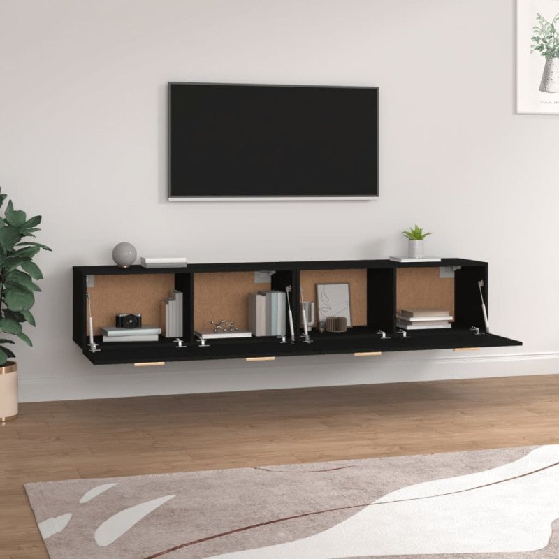 vidaXL Nástenné skrinky 2 ks čierne 100x36,5x35 cm spracované drevo