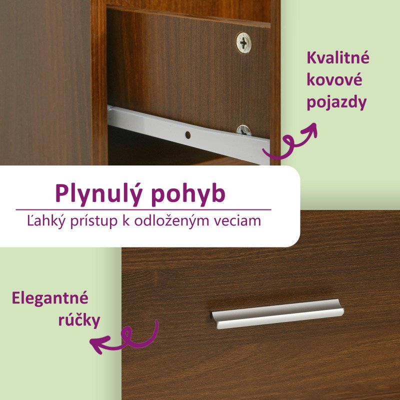 vidaXL Komody 3 ks hnedý dub spracované drevo
