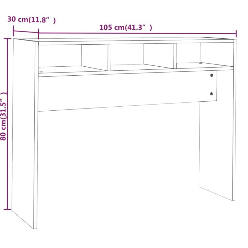 vidaXL Konzolový stolík dymový dub 105x30x80 cm spracované drevo