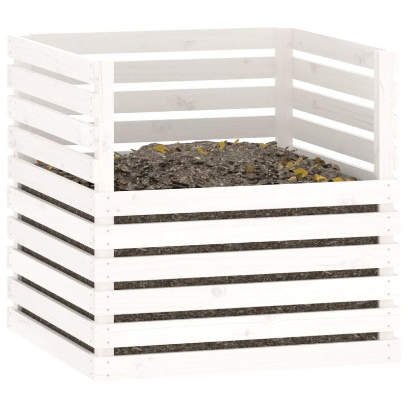 vidaXL Kompostér biely 80x80x78 cm masívne borovicové drevo