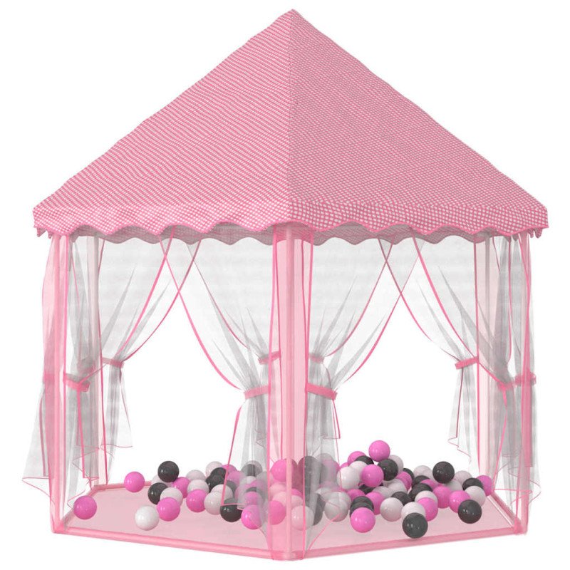 vidaXL Stan na hranie pre princezné s 250 loptičkami ružový 133x140 cm