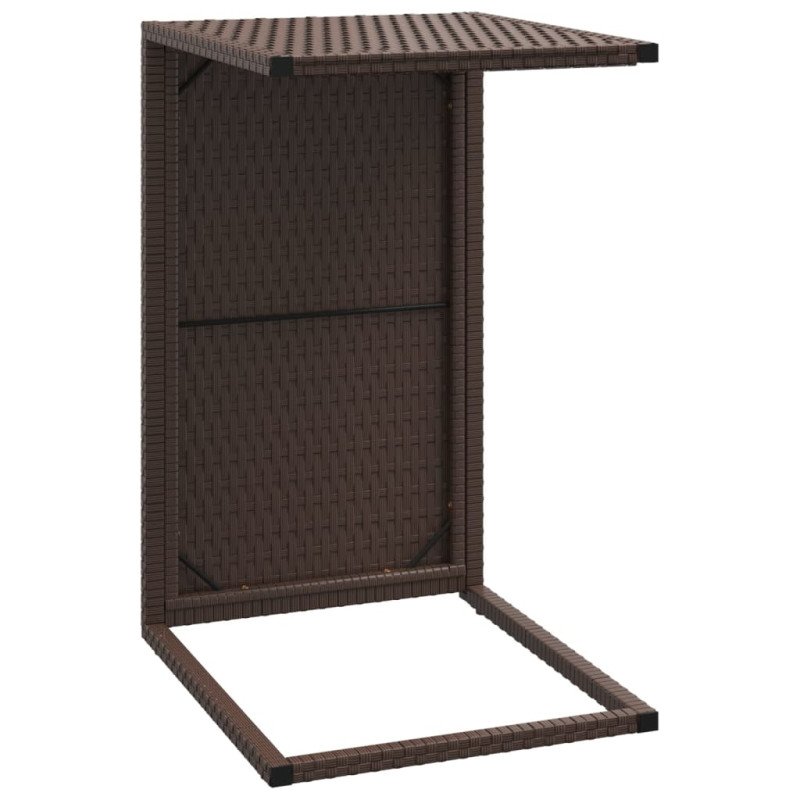 vidaXL Stolík v tvare C hnedý 40x35x60 cm polyratan