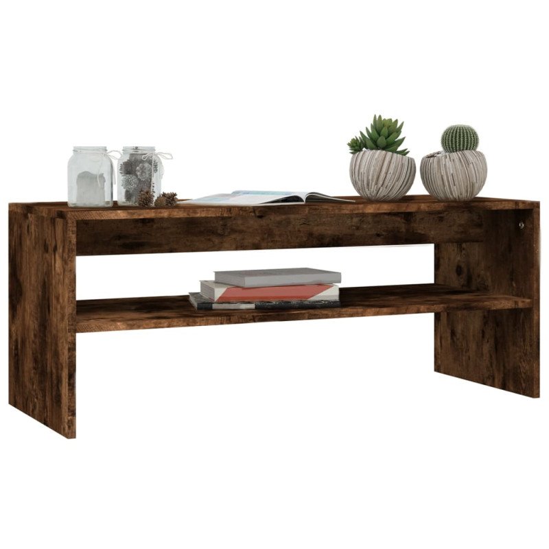 vidaXL Konferenčný stolík dymový dub 100x40x40 cm spracované drevo
