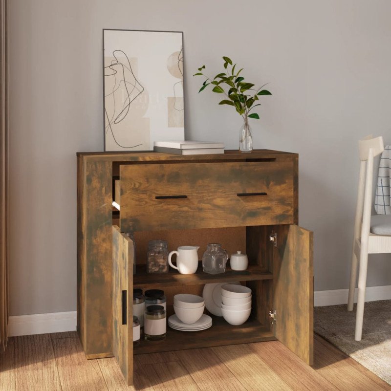 vidaXL Komoda dymový dub 80x33x70 cm spracované drevo